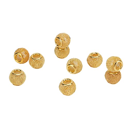 10 Sätze Goldene Kugellperlen, Goldene Perlen, Runde Formfiligrane -Abstandshalterungen für Schmuckherstellung, 10 Stk. X 12 Mm Legierung Metallperlen mit 4,5 Mm Loch, für Halsketten, Armbänder, 10 Sätze Goldene Kugellperlen, Goldene Perlen, Runde Formfiligrane -Abstandshalterungen für Schmuckherstellung, 10 Stk. X 12 Mm Legierung Metallperlen mit 4,5 Mm Loch, für Halsketten, Armbänder, von Zerodis