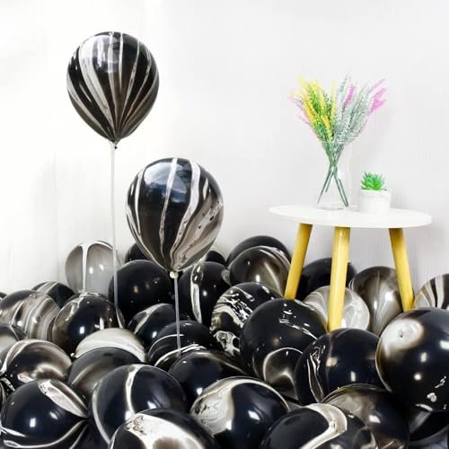 10 Stücke 12 inch Achat Latex Ballons Bunte Marmor Ballons Geburtstag Hochzeit Ballon Liefert und Dekorationen(Schwarz) von Zerodis