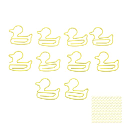 100 STÜCKE Gelbe Enten-Büroklammern Gelbe Büroklammern Entenform Leichter Tragbarer Galvanisierungsprozess Metall-Büroklammer Büroklammern Niedliche Büroklammern Geformt von Zerodis