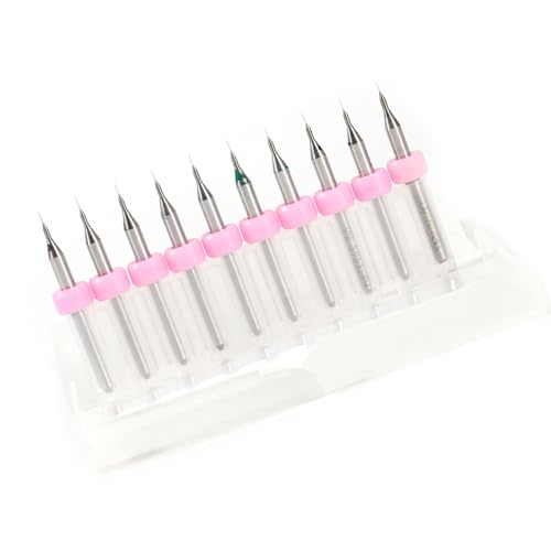 10pcs Micro -Bohrer -Bits für die Leiterplatte der Leiterplatte, Materialien, Leicht zu ändern, Ideal für CNC SMT (0,1 mm) von Zerodis