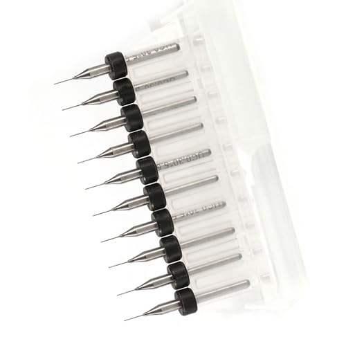 10pcs Micro -Bohrer -Bits für die Leiterplatte der Leiterplatte, Materialien, Leicht zu ändern, Ideal für CNC SMT (0,3 mm) von Zerodis