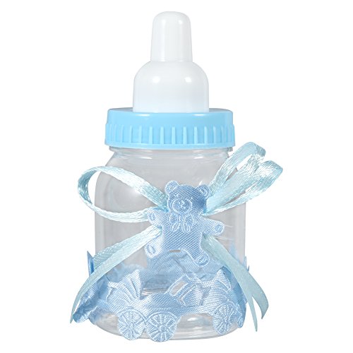 12 Pcs Milchflaschen Geschenke Boxen Baby Shower Babydusche Party Für Jungen Mädchen mit Bändern(Blau) von Zerodis