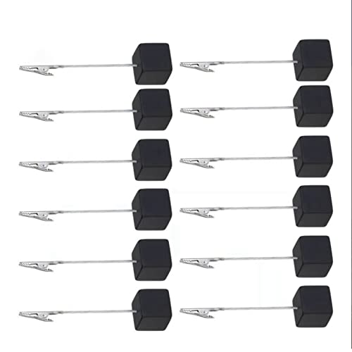 12 Würfel-Basis-Memo-Clips, Kartenhalter, Würfel, Tischnummernständer, Halter aus Kiefernholz, Dekorative Namens-Tischkartenhalter mit Clips Zum Präsentieren von Fotos, von Zerodis