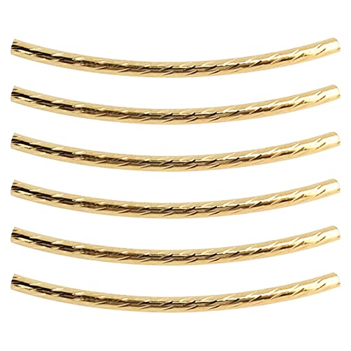 200 Messingröhrchen Perlen, die Accessoires -Abstandshalter -Perlen Langen Schlanken Silber, 200 Stcs für Halsketten, Armbänder, DIY Handwerk, Gebogene Nudelrohr Machen (GOLD) von Zerodis
