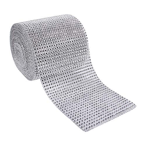 24 Reihen 10 Yards Silber Diamant Strass Mesh Band Wrap Roll für Hochzeitstorten DIY Kunsthandwerk Dekorationen von Zerodis