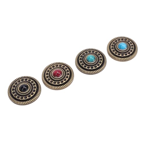 30 mm Vintage Exquisite Metallknöpfe mit bunten Steinen, langlebige Zinklegierungsknöpfe, 4 Stück Retro für Kleidung und Dekoration 30 mm Vintage Exquisite Metallknöpfe mit bunten Steinen, langlebige Zinklegierungsknöpfe, 4 Stück Retro für Kleidung und Dekoration von Zerodis