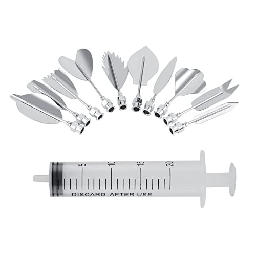 3D-Gelatine-Gelee-Formen, Edelstahl, rostfrei, Kunstkuchenwerkzeuge, DIY-Puddingformen, Party-Kuchen, Dekorationswerkzeug, komplettes Set mit Spritze, 10 verschiedene Formen, Gelee-Nadeln (M) von Zerodis