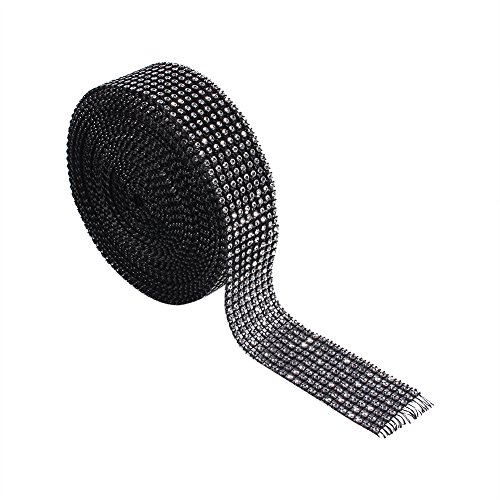 8 Reihen 10 Yard Diamond Mesh Wrap Rolle funkelnden Kristall Ribbon Acryl Strass Ribbon für Hochzeitstorten DIY Kunsthandwerk Dekorationen(Schwarz) von Zerodis