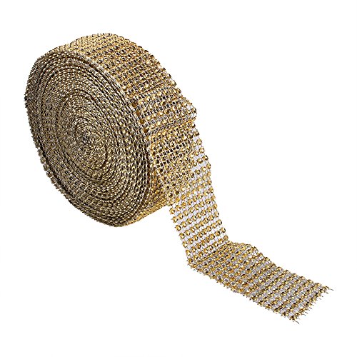 8 Reihen 10 Yard Diamond Mesh Wrap Rolle funkelnden Kristall Ribbon Acryl Strass Ribbon für Hochzeitstorten DIY Kunsthandwerk Dekorationen[Gold] von Zerodis