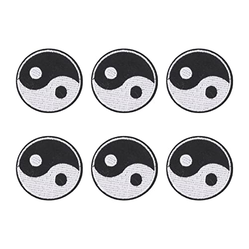 Zerodis Bestickter Aufnäher, 6 Stück Tai Chi Yin Yang Muster Nähen Stoff Aufkleber Kleidung Reparatur Aufkleber Stickerei Abzeichen für DIY Applikation Handwerk Dekoration Kleidung Zubehör von Zerodis