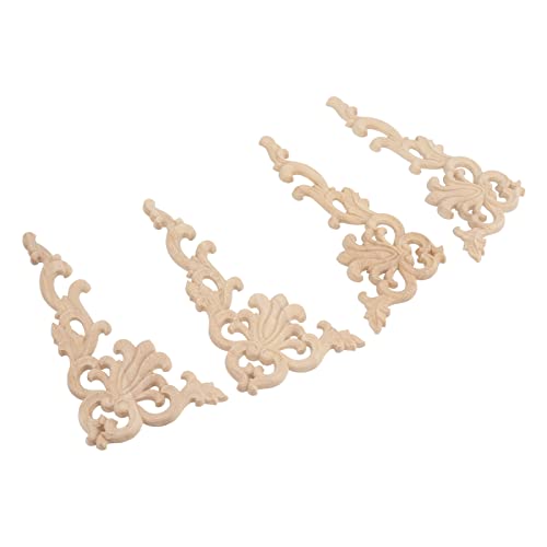 Craftwood Corner Applica, Dekorative Akzente, Elegante Berührung, Anpassbares Design, Gummiholz ​​-Onlay - 4PCS für Zuhause, Hoteldekoration von Zerodis
