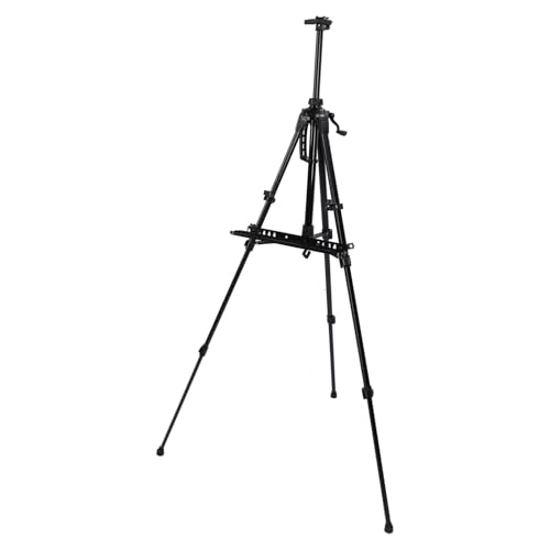 Einstellbares Schwarzes Metall -Staffelstativ für Kunstmalerei und Werbeanzeige, Faltbare Ständer für Zeichenbrett, Ideal für den Innen- und Außenbereich (Große Handkurbel) von Zerodis
