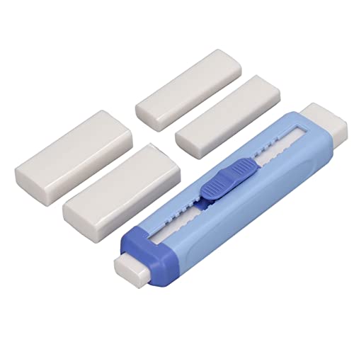 Einziehbarer Radiergummi für Schüler, Doppeltes Design, Leichte und Tragbare, Abschließbare Schnalle, Push and Pull-Funktion, für Schulversorgungen, Materielle ABS-PVC-TPU (BLUE) von Zerodis