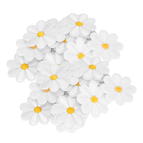 Eisenflecken Handgefertigte Stickstoffaufkleber Daisy 40pcs Blumenapplikationen Patch Aufkleber DIY -Kleidungsdekoration mit Leuchtenden Farben Spezielle Muster für Schuhe Mäntel Taschen von Zerodis