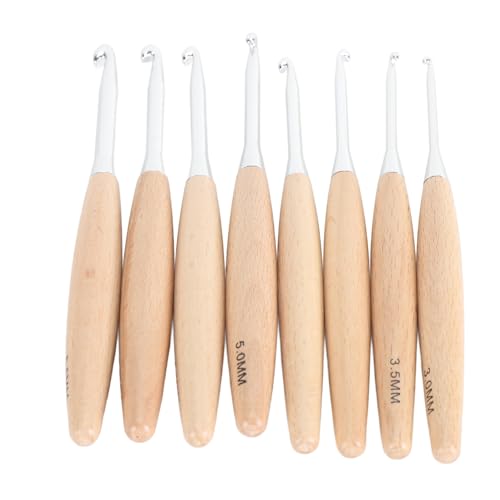 Langlebige Häkelhaken Set Tragbarer Holzgriff Haken Haken Haken Tool 8 Stcs Edelstahlnadel 3,0 Mm - 6,5 Mm für Strickbegeisterte von Zerodis