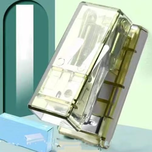 Mini-Hefter mit Ergonomischem Design mit Ein-Finger-Presse, Kompakten und Bequemen Durchscheinenden Büro-Schreibwaren für Schulschüler (GREEN) von Zerodis