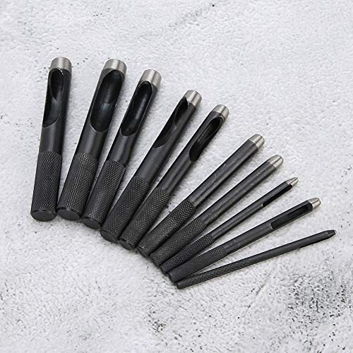 Stahlpunsch-Kit, Hochleistungsleder-Loch-Puncher-Set 1mm-10mm, 10pcs, Schneidet Leicht durch Mehrere Stoffschichten, für Lederstanzen von Zerodis