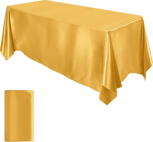58 x 126 Zoll rechteckige, waschbare Tischdecke, schmutzabweisend, Dekoration für Bankette, Hochzeiten und Partys (Gold) von Zerodis