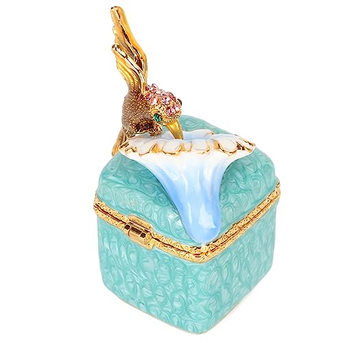 Vogelfigur Schmuckschatulle Mini Scharniere aus Metall für Ringe, Ohrringe und Halsketten, dekorativ und handbemalt (Blau) von Zerodis