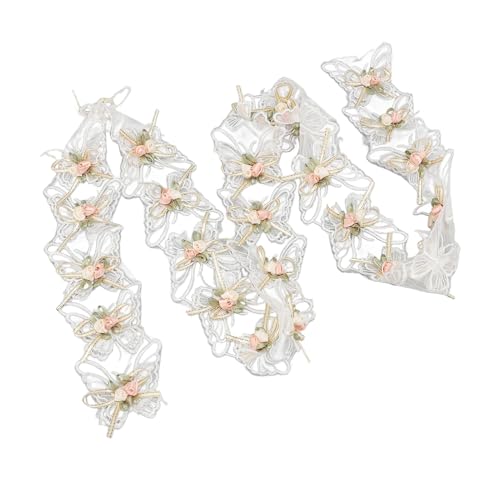 Weiße Spitzenbänder Rosenblumendekor mit Vielseitigem Gebrauch für Blumenkleidung, Zart Organza -Material für Dekorative Bandverkleidung von Zerodis