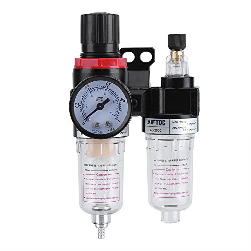 Zerodis 1/4 "Luftkompressor Filterregler, Wasserdruck Feuchtigkeitsfalle Öl Separator Schmierstoffgeber von Zerodis