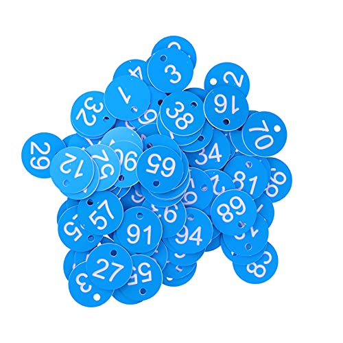 Zerodis 100 Pcs Runde Nummerierte -Tags Leuchtende Farben Einfache Fixierungsvieh -Management Etiketten (Blau und weiß) von Zerodis