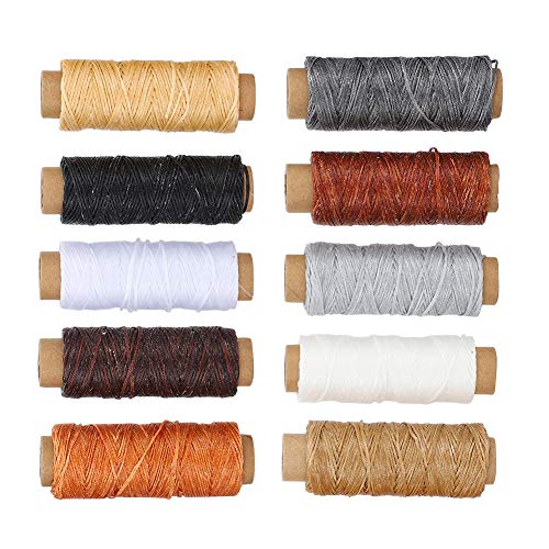 Zerodis 10pcs Handstichfaden Liefert Baumwollwachsfaden Langlebige Lederhandwerk für Brieftaschen, Koffer, Zelte von Zerodis