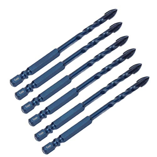 Zerodis 10pcs Mauerwerkstraßen mit Sechskantgrenze, Zementiertem Carbid -Betonbohrer -Bohrer für Glas-, Holz und Keramikfliesen, Cross Speerhead Design für Long Lebensleben (6 mm Lochdurchmesser) von Zerodis