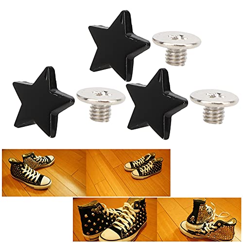 Zerodis 20pcs Sternform Nietstudentknopf Wunderschön Dekoratives Kleidungsschuhzubehör für -Projekte (Flach helles Schwarz) von Zerodis