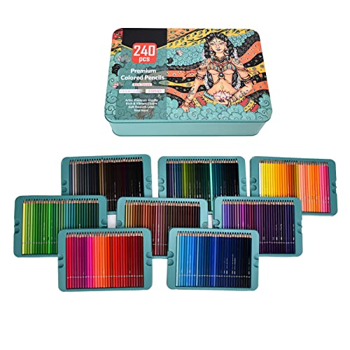 Zerodis 240 Stück Ölige Buntstifte, 240 Farben Handgemalte Buntstifte Malsets Künstlerbedarf für Kinder Erwachsene Malerei von Zerodis
