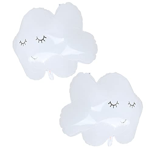 Zerodis 2pcs Weiße Aluminiumfolie Wolkenluftballons für Partydekor mit Blasrohr-, Innen- und Außenhochzeitsdekoration von Zerodis
