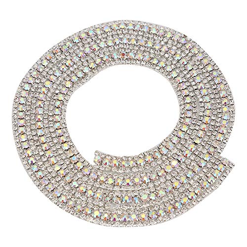 Zerodis 3 Reihen Strassnetzband Rolle, 35 Zoll Länge Schärfes Kristall - -Band Wickeldekorationen für Hochzeits Geburtstagsfeier (Silber AB) von Zerodis
