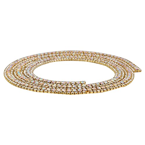 Zerodis 3 Reihen Strassnetzband Rollen Rollen Stoff Bänder Länge Sprudeln Kristall Diamant Bänder Wrap Dekorationen für Hochzeits Geburtstag Jubiläen Party 3 Reihen (Golden ab) von Zerodis