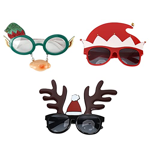 Zerodis 3pcs Weihnachtsbrille, Einzigartiger Stil Exquisites Design Entzückende Dekoration Weihnachtssonnenbrille Bendable Durable Light Brillen Für Kinder Erwachsene von Zerodis