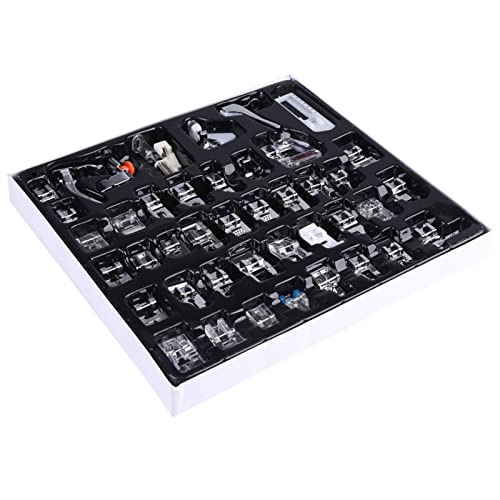 Zerodis 42 PCs Multifunktionales Nähmaschinen -Pressefuß Fuß für Bastelnde Begeisterte Stoppanleitung Einstellbare Vorspannungsstop -Party mit Schwarzer Kunststoffbox von Zerodis