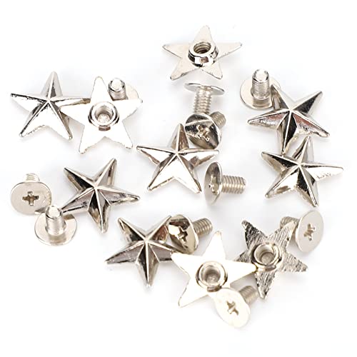 Zerodis 50 Set Sternnieten mit Schrauben, Zinklegierungsniete für Gehäusebolzen, Zinklegierung, Sternniete, Basteltasche, Schuh- und Dekorationszubehör, 14 Mm(Silber) von Zerodis