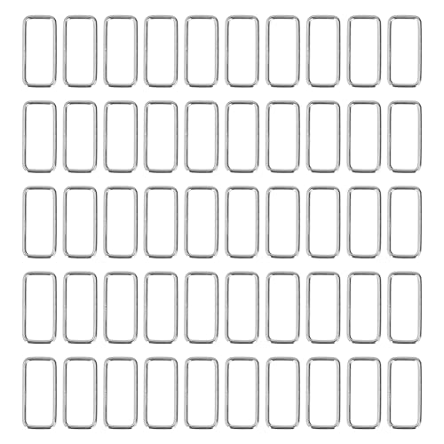 Zerodis 50 Stück Metallringe, Haltbarer Eisen-Rechteckschnallenring Ersatz für DIY Gürtel Handtasche Schnalle Hardware Gerinnselherstellung(2.8x38x15mm) von Zerodis