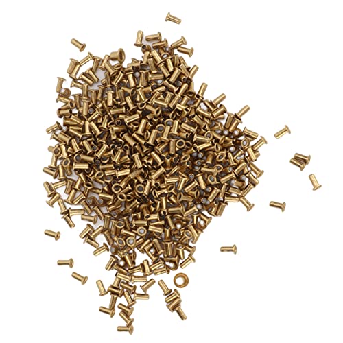 Zerodis 500pcs Hochwertige Messinghoch Nieten Hervorragende Elastizität für Bekleidungsbeutelzubehör, Glättungsflächen, Weit Verbreitete für Lederhandwerk (1,5x3,7x2,5mm) von Zerodis