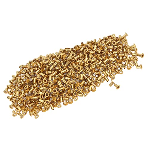 Zerodis 500pcs Hochwertige Messinghoch Nieten Hervorragende Elastizität für Bekleidungsbeutelzubehör, Glättungsflächen, Weit Verbreitete für Lederhandwerk (1,5x3x2,5mm) von Zerodis