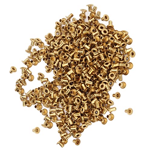Zerodis 500pcs Hochwertige Messinghoch Nieten Hervorragende Elastizität für Bekleidungsbeutelzubehör, Glättungsflächen, Weit Verbreitete für Lederhandwerk (1,5x3x3mm) von Zerodis