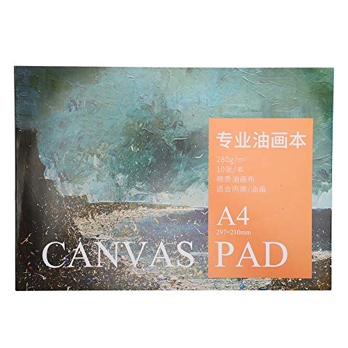 Zerodis A4 Painting Canvas Book, 10 Blätter Baumwoll -Leinwand Zeichnen von Papier für Öl- und Acrylfarbe Direktes Malmal von Zerodis