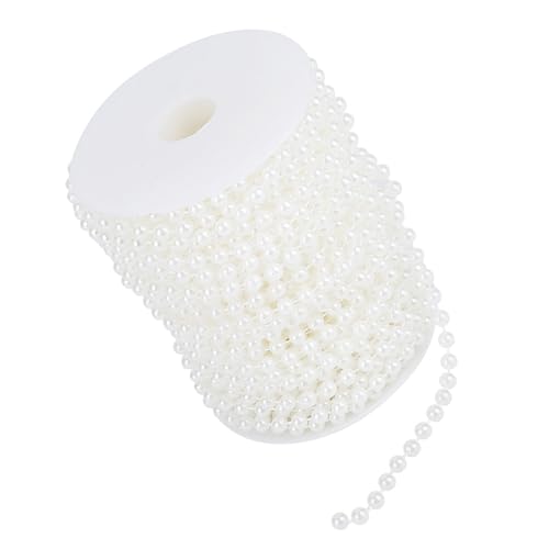 Zerodis Abs Imitation Perle Pearl Garland Tanga 25m Hochzeitsdekor DIY Dekoration 6 Mm für Weihnachtstag/Fenster (WHITE) von Zerodis