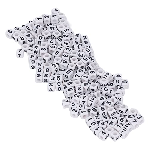 Zerodis Acrylnummer Perlen Premium White Schriftzug 300 Stcs DIY Armbänder Dekorationen für Schmuckherstellung von Zerodis