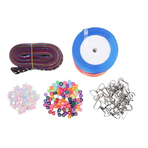 Zerodis Bastelmaterialien Kits Bunte Schlüsselanhänger Bogen Perlen Buchstaben Perlen Bibbons Kit Schmuck Schlüssel Ringbeutel Charme Zubehör Versorgen Kunsthandwerke für Festivalschlüsselkäse von Zerodis