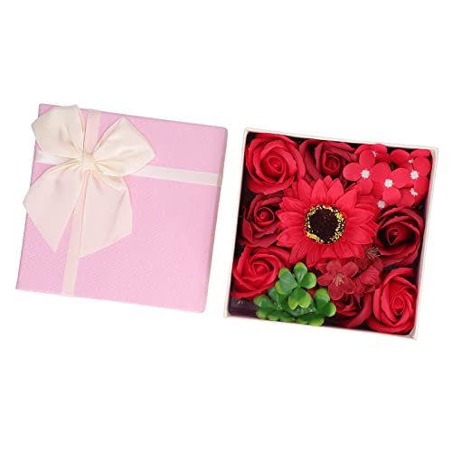 Zerodis Blumen-Badeseife-Geschenkbox, Blumenseife, Elegante, Sichere Dekoration, Exquisit, Zart, Tragbar, für Damen zu Weihnachten (Rot) von Zerodis