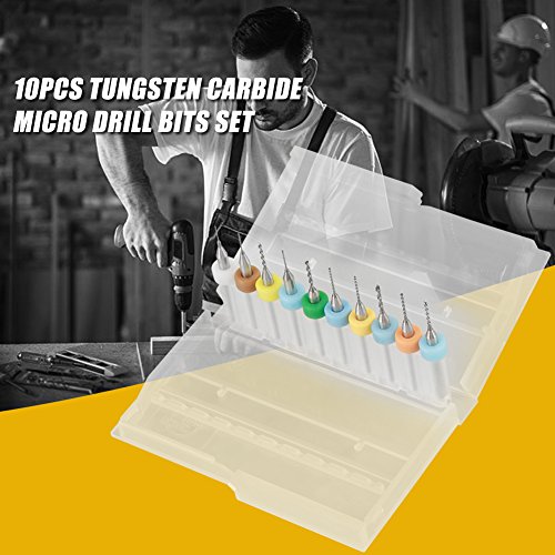 Zerodis Bohrer Bit Bits 10pcs Micro -Bohrer PCB -Schweißlöcher mit Lagerbehälter Wolfram Carbid Drill von Zerodis