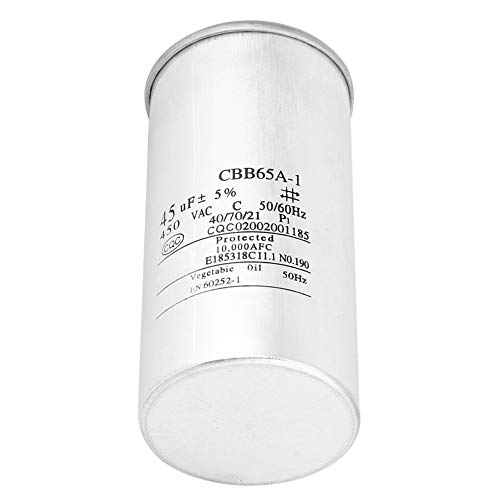 Zerodis CBB65 45UF 450 V Kondensator Aluminiumfolie für Klimaanlagen -Kompressor -Startkondensator, Kleines Volumen, Wasserdicht, Runde Form, 1 Pack Zerodis CBB65 45UF 450 V Kondensator Aluminiumfolie für Klimaanlagen -Kompressor -Startkondensator, Kleines Volumen, Wasserdicht, Runde Form, 1 Pack von Zerodis