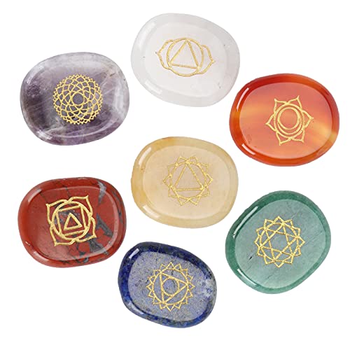Zerodis Chakra Stones Energy Crystal Set für Meditation mit Box, 7 PCs Chakra Stones Zur Entspannung und Heilung, Handwerksbehörden von Zerodis
