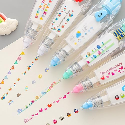 Zerodis Correction Tape Tränenresistenten Film, Easy Slip Drehspitze, Inneres Kernersatzmaterial PS -Material für die Verwendung von Schülern (6mm*4m Zufällige Abgabe von Stilen) von Zerodis