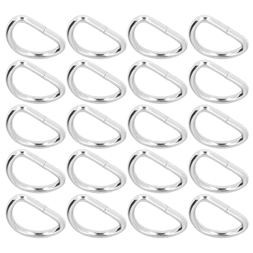 Zerodis D-Ringe, 20 Stück DIY Kleidung Ringe Austauschbare Taschenschnallen Gepäck Hardware Dekorativ für DIY Zubehör(Silber 3,8x25x15mm) von Zerodis